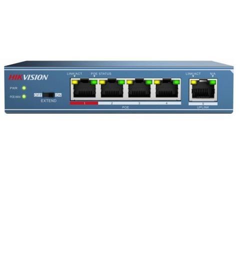 overlay_2454561642923e945eaca72e0628303c.jpg Switch Hikvision DS-3E0105P-E(B), 4-port, PoE - imagine 1
