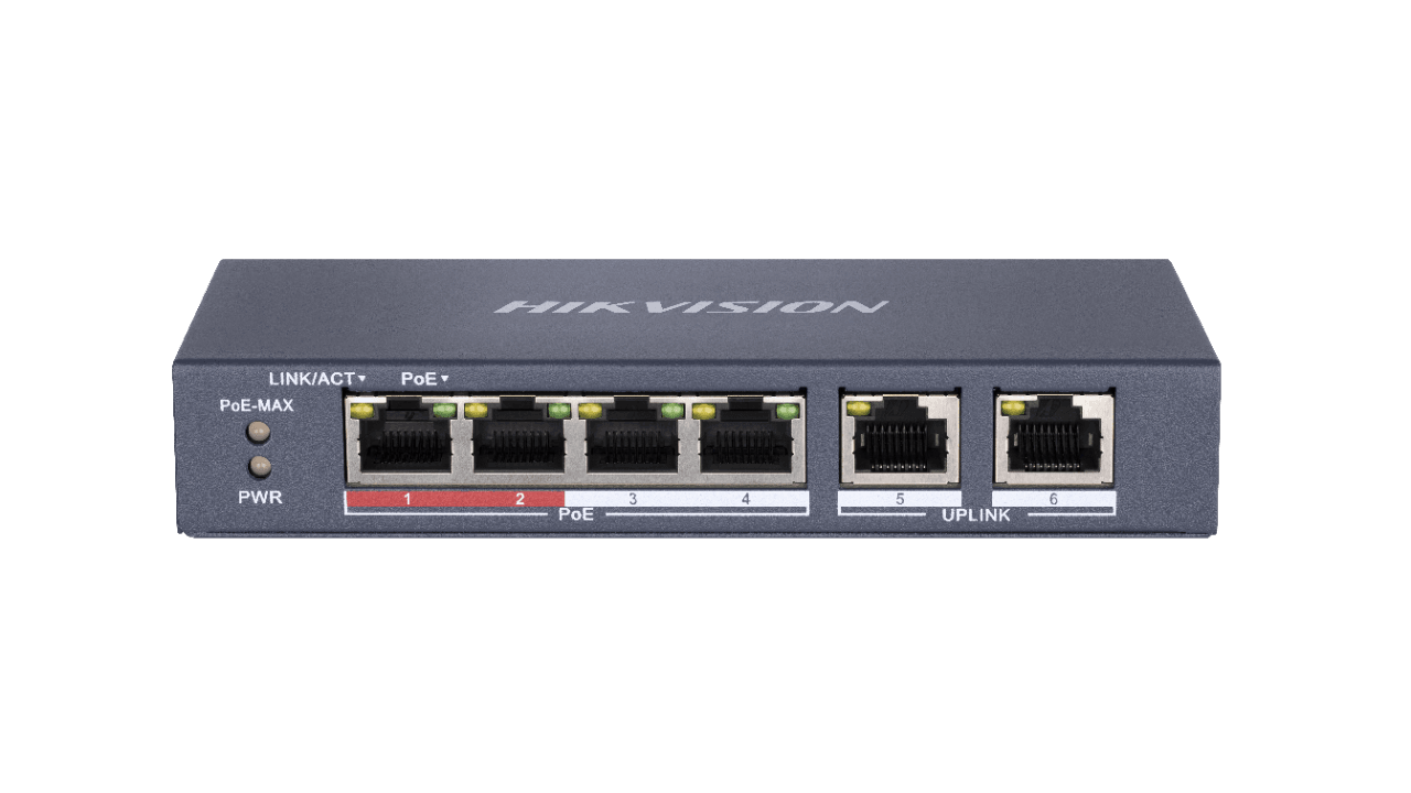 overlay_8c899c128a257e0d063d041adc7bebac.png Switch Hikvision DS-3E0106P-E-M, Switching capacity 1.6 Gbps, 4 x 10/100Mbps - imagine 1